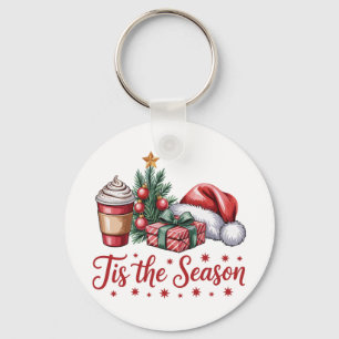 Feeling Jolly Christmas Tree Hot Cocoa Holiday Key Ring