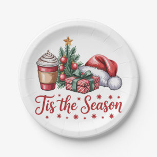 Feeling Jolly Christmas Tree Hot Cocoa Holiday Paper Plate