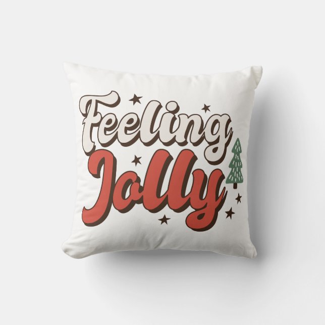 Feeling Jolly Retro Christmas Cushion (Front)