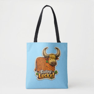 🍀 Feeling Lucky! Highland Cow Tote Bag 👜✨