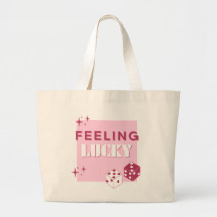 Feeling Lucky, Lucky Girl, Luckiest Girl, Pink Large Tote Bag