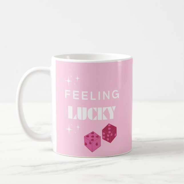 Feeling Lucky, Lucky Girl, Luckiest Girl, Preppy Coffee Mug (Left)