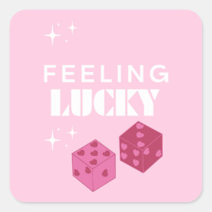 Feeling Lucky, Lucky Girl, Luckiest Girl, Preppy Square Sticker
