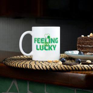 Feeling Lucky Retro Quote St Patrick's Day  Two-Tone Coffee Mug