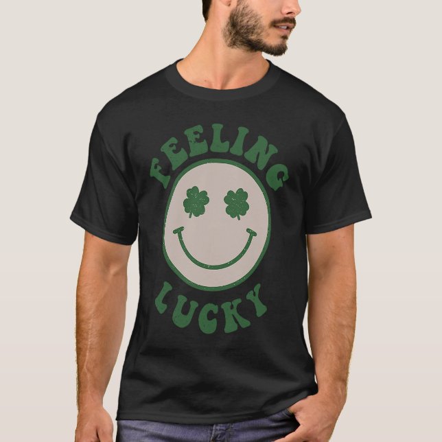 Feeling Lucky Smile Face St Patrick Day T-Shirt (Front)
