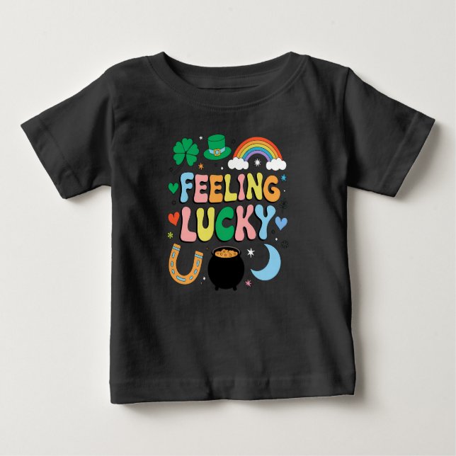 Feeling Lucky St Patricks Day Charm Irish Shamrock Baby T-Shirt (Front)