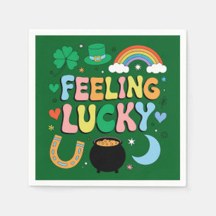 Feeling Lucky St Patricks Day Charm Irish Shamrock Napkin