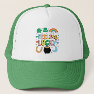 Feeling Lucky St Patricks Day Charm Irish Shamrock Trucker Hat