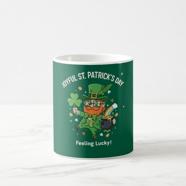 Feeling Lucky St. Patrick's Day Cute Leprechaun  Coffee Mug (Center)