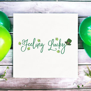 Feeling Lucky St. Patrick's Day Shamrock Hat Napkin