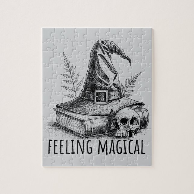Feeling Magical Witches Spell Book and Skull Jigsaw Puzzle (Vertical)