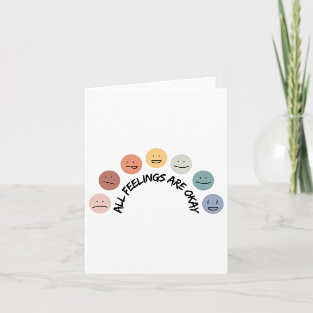Feeling Okay Emotional Faces Mental Health Awarene Card (Front)