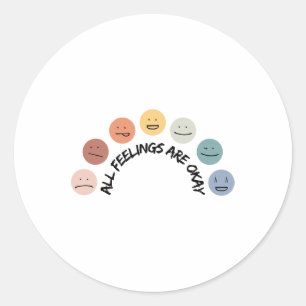 Feeling Okay Emotional Faces Mental Health Awarene Classic Round Sticker