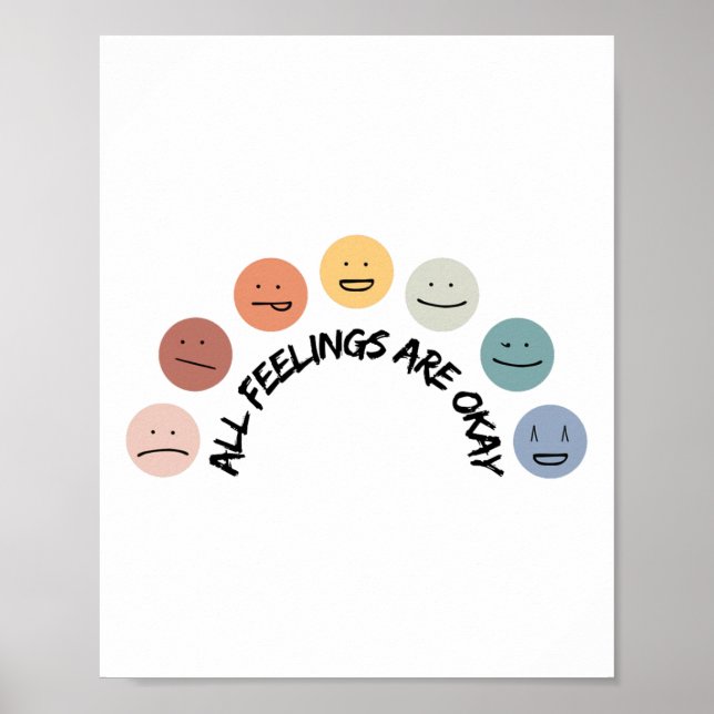 Feeling Okay Emotional Faces Mental Health Awarene Poster (Front)