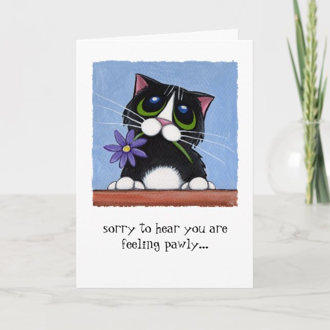 Feeling Pawly Cat with Flower Card (Front)