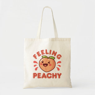 Feeling Peachy Peach Fruit Happy Kawaii Tote Bag