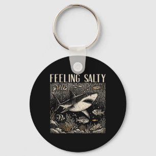 Feeling Salty Shark Ocean Vintage Marine Life Key Ring