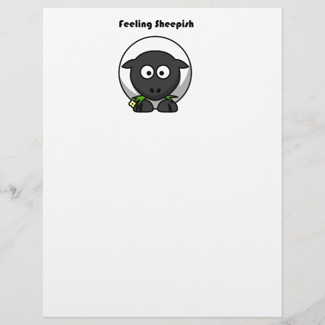 Feeling Sheepish Cute Sheep Cartoon with Funny Pun (Front)