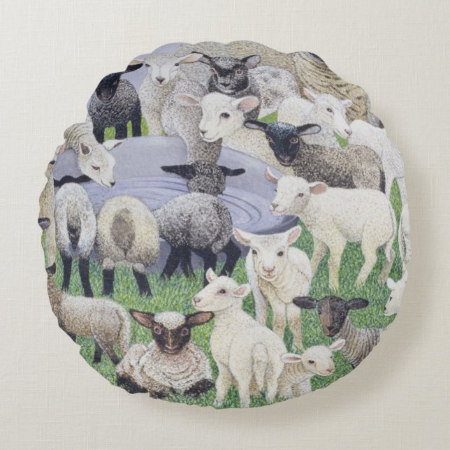 Feeling Sheepish Round Cushion (Front)