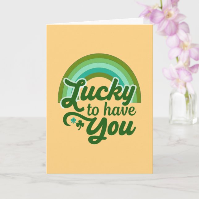 Feeling So Lucky to Have You Retro St Patricks Day Card (Orchid)