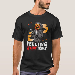 Feeling Stabby Today  Ghost Pumpkin Halloween T-Shirt