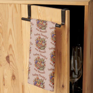Feeling Thankful and Blessed Cornucopia Tea Towel