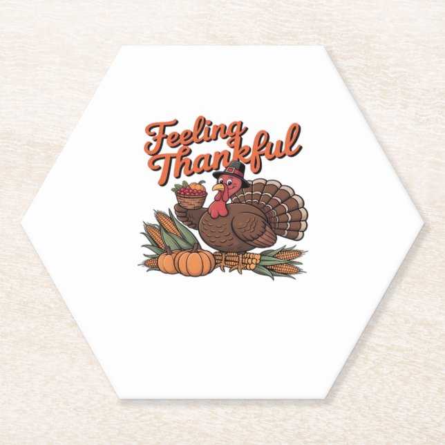 Feeling thankful Classic T-Shirt Paper Coaster (Front)