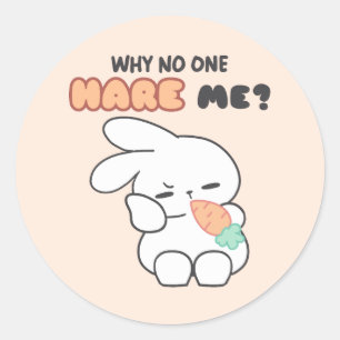 Feeling Un-heard? - Why No One Hare Me? Bunny Pun Classic Round Sticker