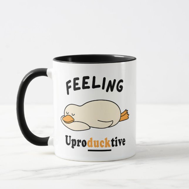 Feeling Unproductive Funny Sleeping Duck Meme Mug (Left)