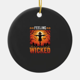 Feeling Wicked Halloween Scarecrow Design_1 Ceramic Ornament