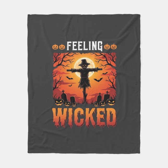 Feeling Wicked Halloween Scarecrow Design_1 Fleece Blanket (Front)