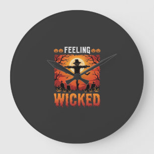 Feeling Wicked Halloween Scarecrow Design_1 Large Clock