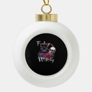 Feeling Witchy Black Cat Classic T-Shirt Ceramic Ball Christmas Ornament