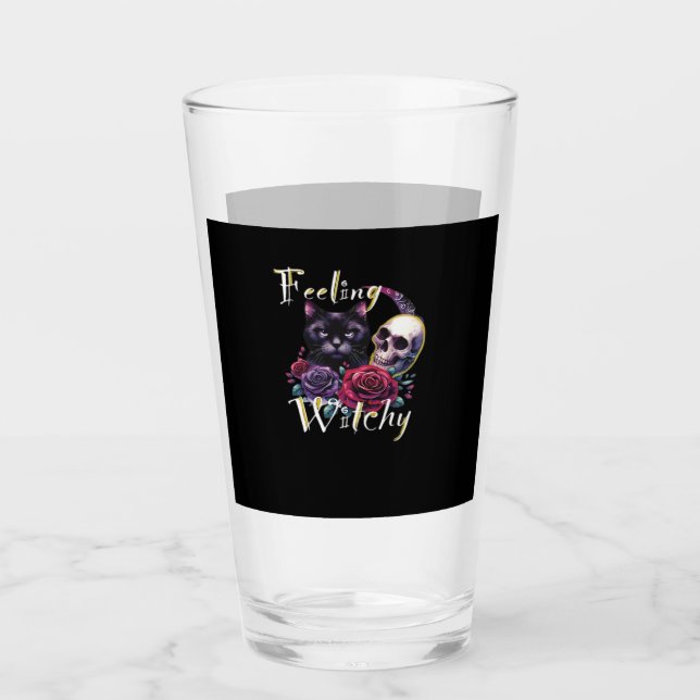 Feeling Witchy Black Cat Classic T-Shirt Glass (Front)
