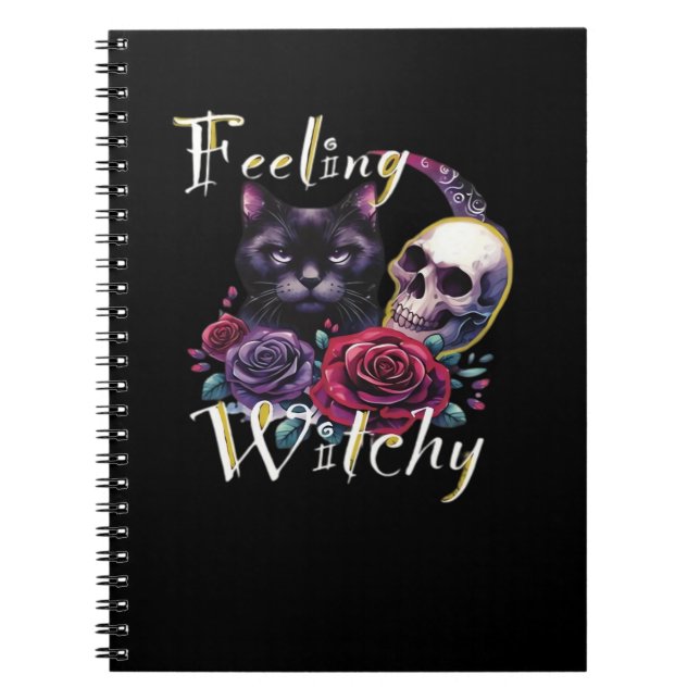 Feeling Witchy Black Cat Classic T-Shirt Notebook (Front)