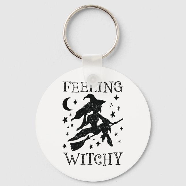 Feeling Witchy Funny Halloween Witch Vibes Kinda N Key Ring (Front)