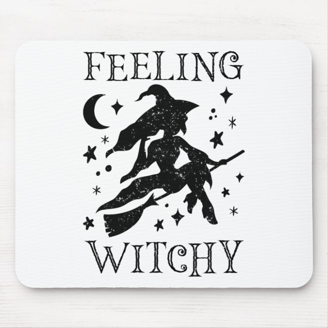 Feeling Witchy Funny Halloween Witch Vibes Kinda N Mouse Pad (Front)