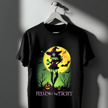 Feeling Witchy Halloween Witch Full Moon Bat Spook