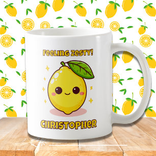 Feeling Zesty Cute Kawaii Lemon personalised  Coffee Mug