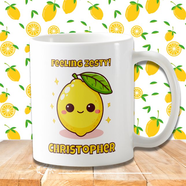Feeling Zesty Cute Kawaii Lemon personalised  Coffee Mug (Creator Uploaded)
