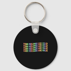 Feelings Are Valid Mental Health Pastel Pride Y2k Key Ring