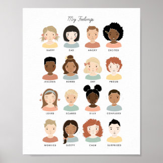 Feelings Emotions Chart Classroom Playroom Art