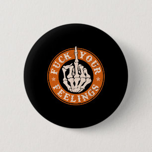 Feelings Halloween Skeleton Hand Middle Finger 6 Cm Round Badge