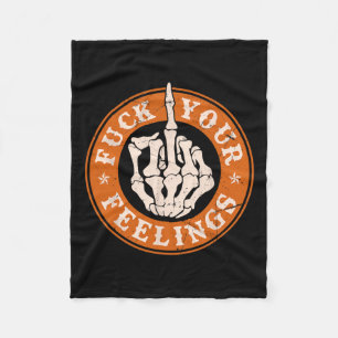Feelings Halloween Skeleton Hand Middle Finger Fleece Blanket