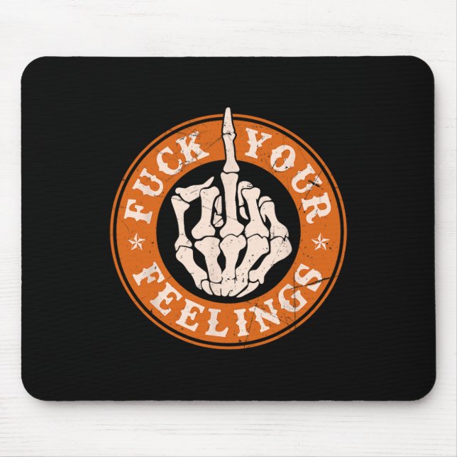 Feelings Halloween Skeleton Hand Middle Finger  Mouse Pad (Front)