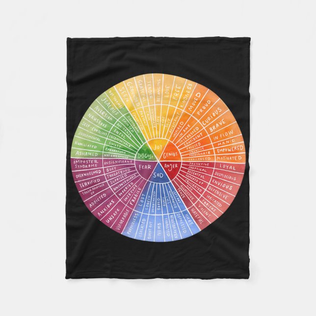 Feelings Wheel Emotion Chart Therapy Mental Health Fleece Blanket (Front)