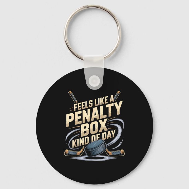 Feels Like A Penalty Box Kind Of Day Funny Hockey  Key Ring (Front)