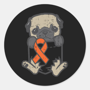 Feet Orange Ribbon Pocket Leukaemia Cancer Awarene Classic Round Sticker