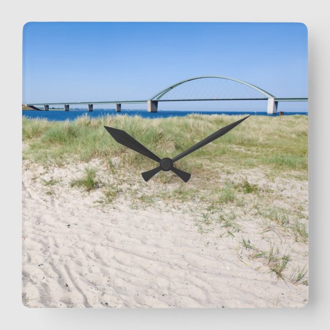 Fehmarn Belt Bridge Square Wall Clock (Front)
