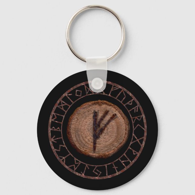 Fehu - Elder Futhark rune Key Ring (Front)